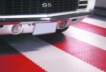 Thumbnail - red and white diamond supratile under white car
